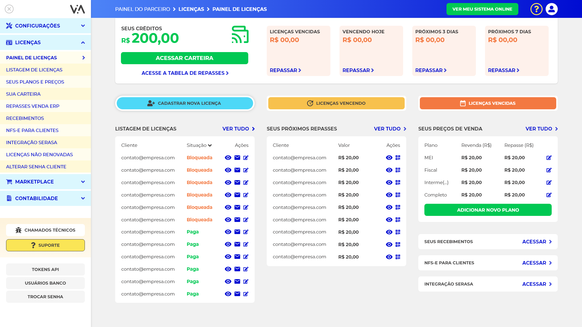Gestão de Licenças — Depois